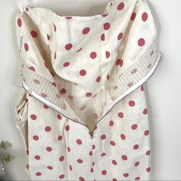 Reformation Turnip Strapless Wrap Polka Dot Mini Dress in Andie - Size 6 - Picture 4 of 6